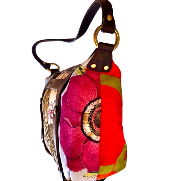 Salvatore Ferragamo Gancini Shoulder Bag Floral Animal Print Multi-Host Pick! - Picture 9 of 16